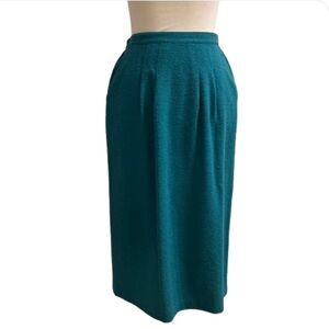 Missoni Vintage Wool Blend Teal Green Pull On Pencil Skirt 42/6/M